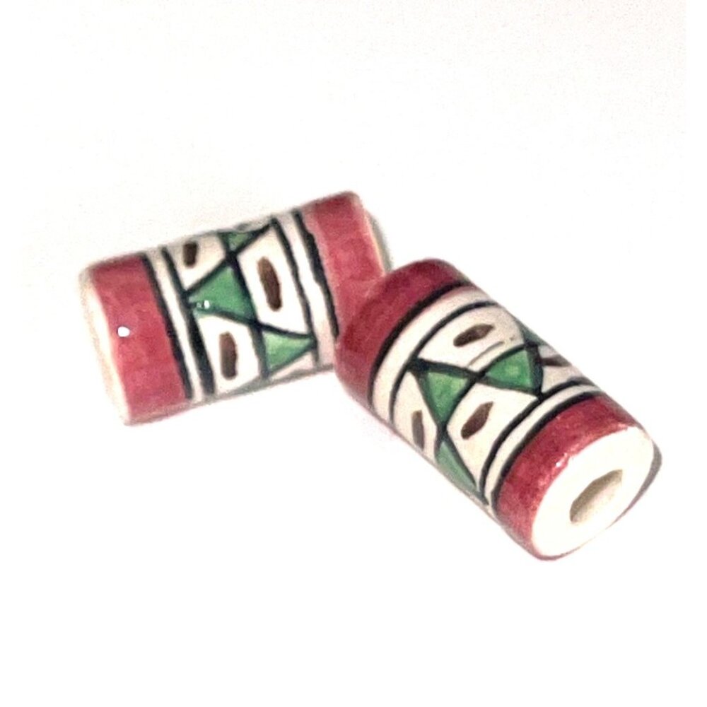 Vintage Tribal Design Ceramic Jewelry Making Supplies Bead Sets Beads Lot - Picture 6 of 8